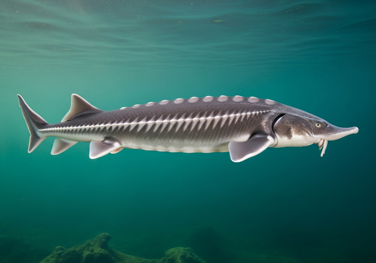 White Sturgeon (Acipenser transmontanus) fish species